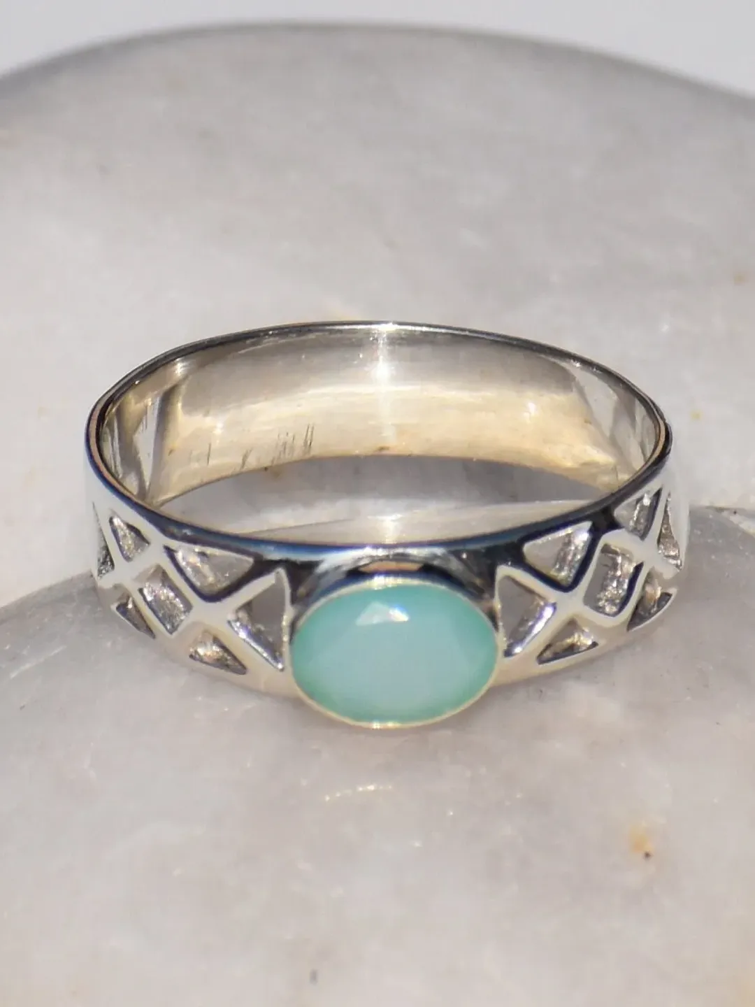 Chalcedony Ring, Sterling Silver Ring, Handmade Ring, Gemstone Ring, Statement Ring, Promise Ring, Precious Ring, Anniversary Gift For Her