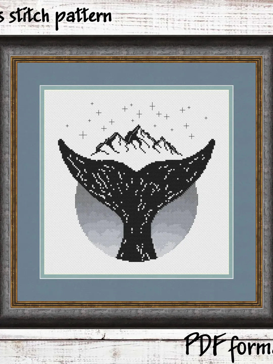 Double Exposure Cross Stitch Pattern, Modern Xstitch, Monochrome Cross Stitch, Black And White Cross Stitch