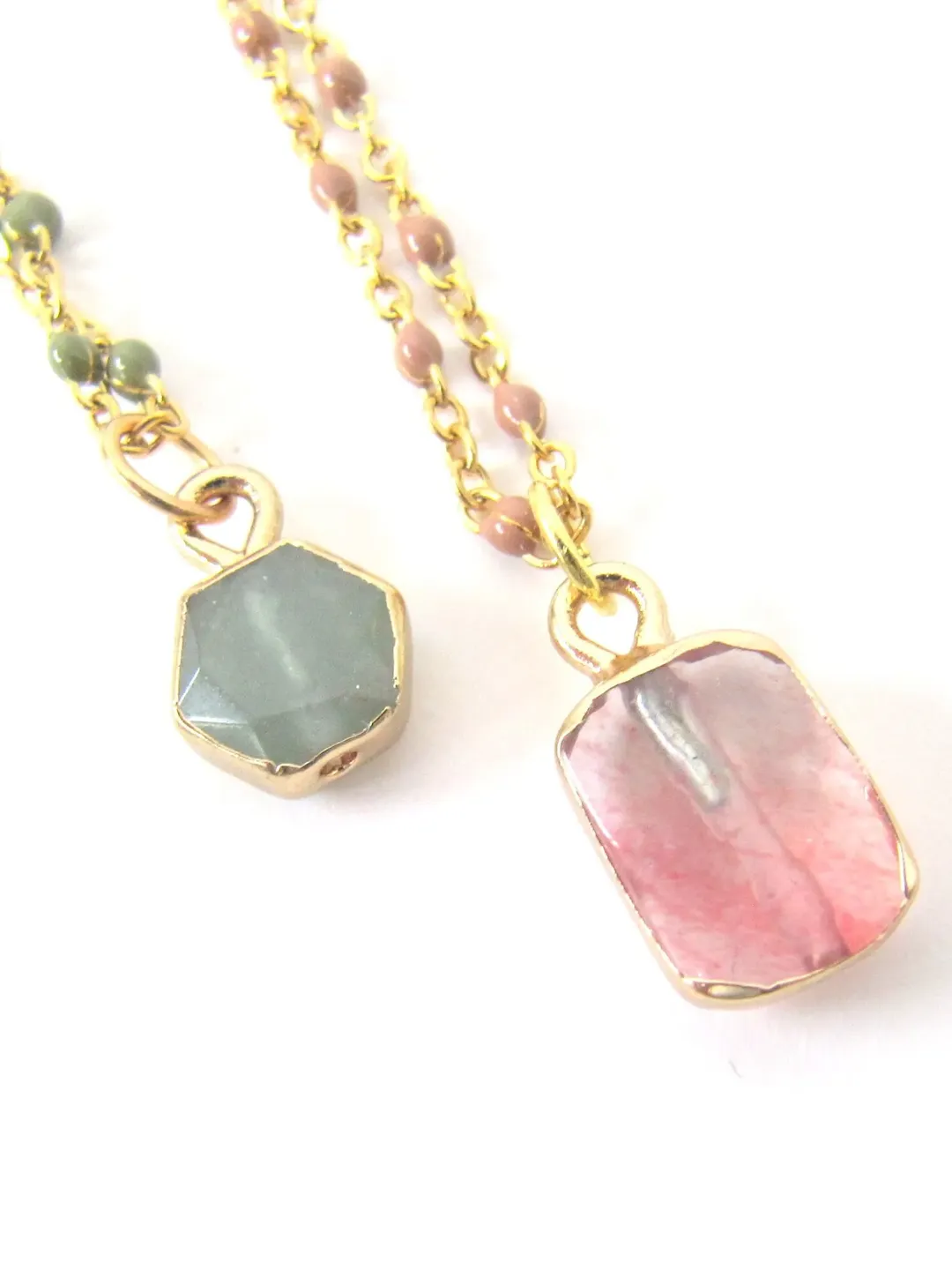 Aventurine rose quarz chain, with natural stone pendant, Aventurin pendant necklace, Mothers day gift, skiny necklace pendant