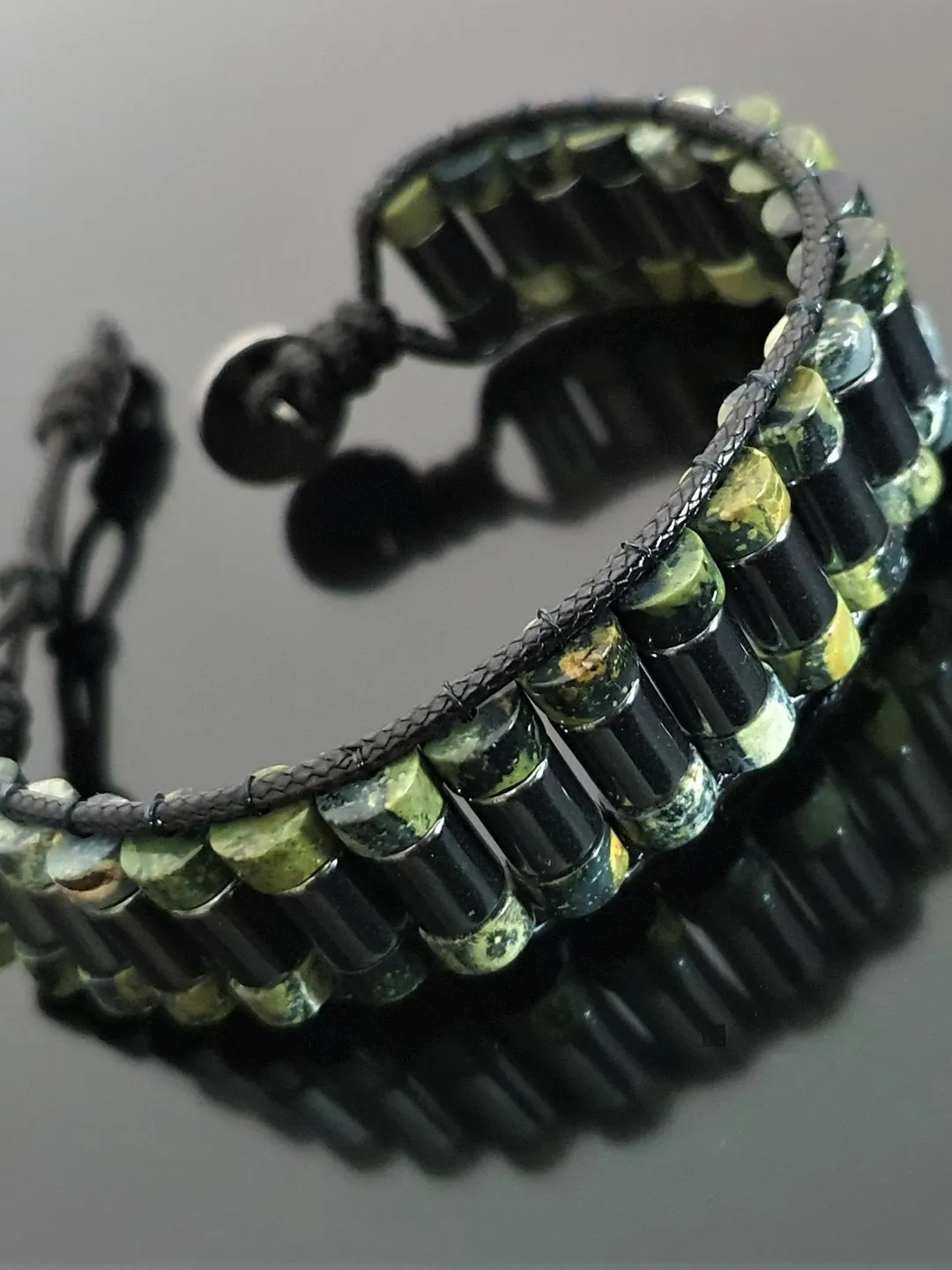 Original Jasper Bracelet, Hematite Gemstone, Special Unique Desing Wristlet, Gifts For Men, Masculine Camuflage Bracelet, Valentine's Gifts