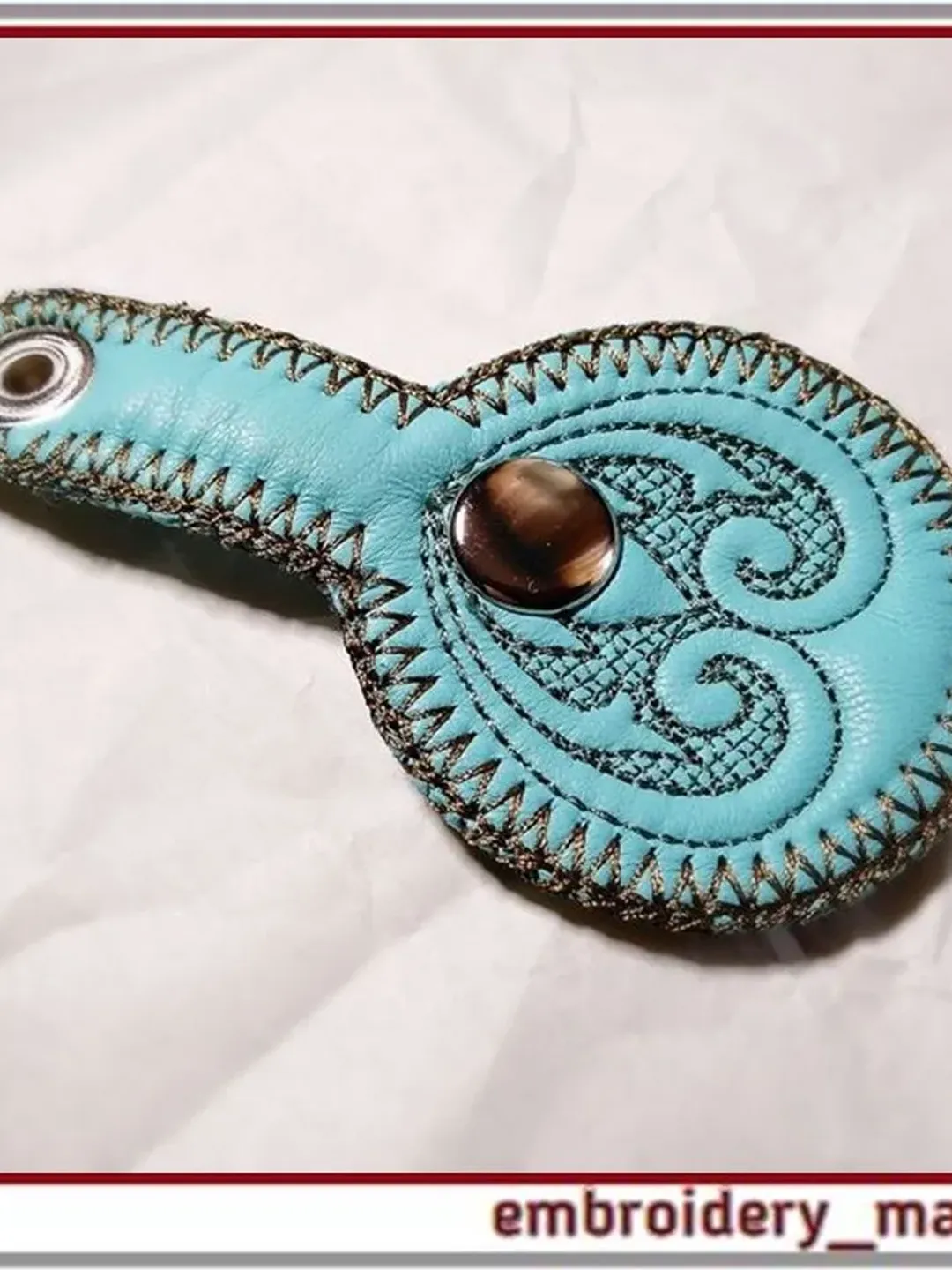 Machine Embroidered Keychain Keychain embroidery design with quilting / In the hoop keyfob