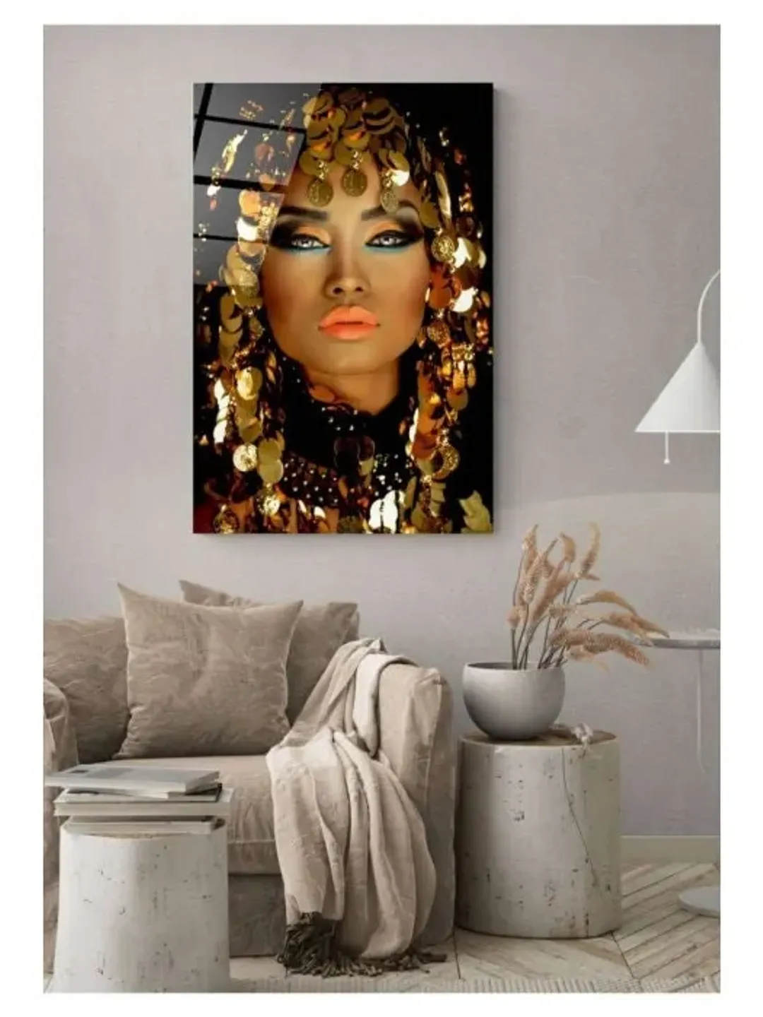 Digi-art Neon Full Moon Tempered Glass Printing Wall Art , Natural And  Vivid Wall Decor , Modern Wall Art, Extra Large Wall Art, image size:1080x1440