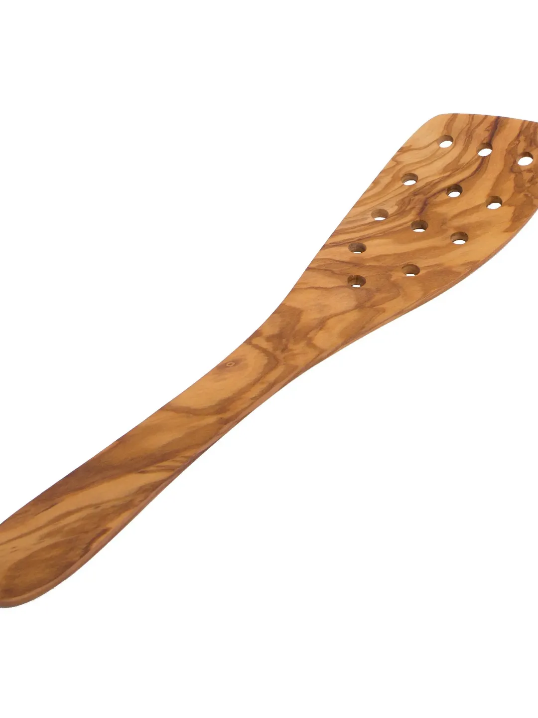 Large Olive Wood Spatula with Pierced Holes - 32 cm / 12.60" - AKwood - Handmade Wooden Spatula with 12 holes. Cooking / Kitchen