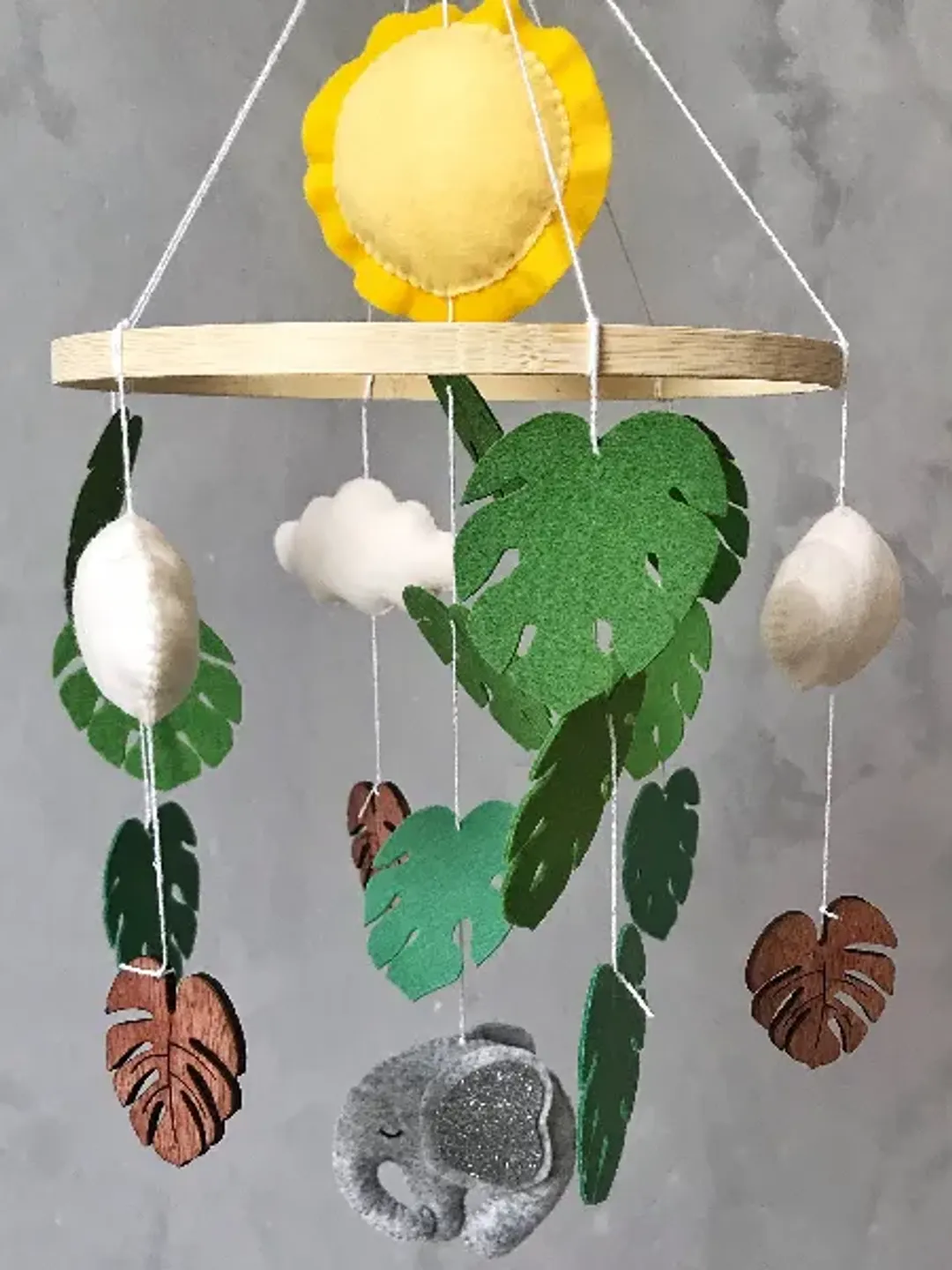 Elephant mobile for crib. Safari baby mobile. Jungle nursery decor. Safari baby shower gift