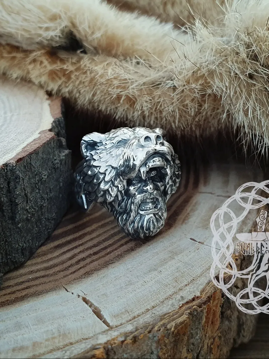 Berserker Ring, Viking Bear Ring, Viking Berserker Ring, Viking Ring, Sterling Silver Norse Ring, Viking Jewerly, Viking Bearded Ring