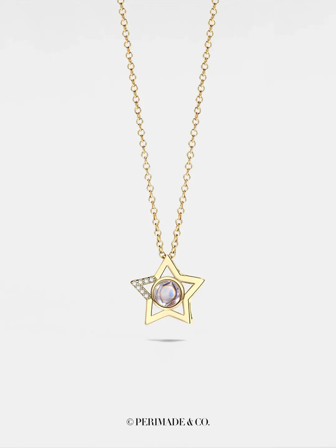 PERIMADE Star Photo Projection Necklace • Custom Memorial Photo Necklace • Personalized Picture Inside Jewelry • Trendy Best Friend Gift