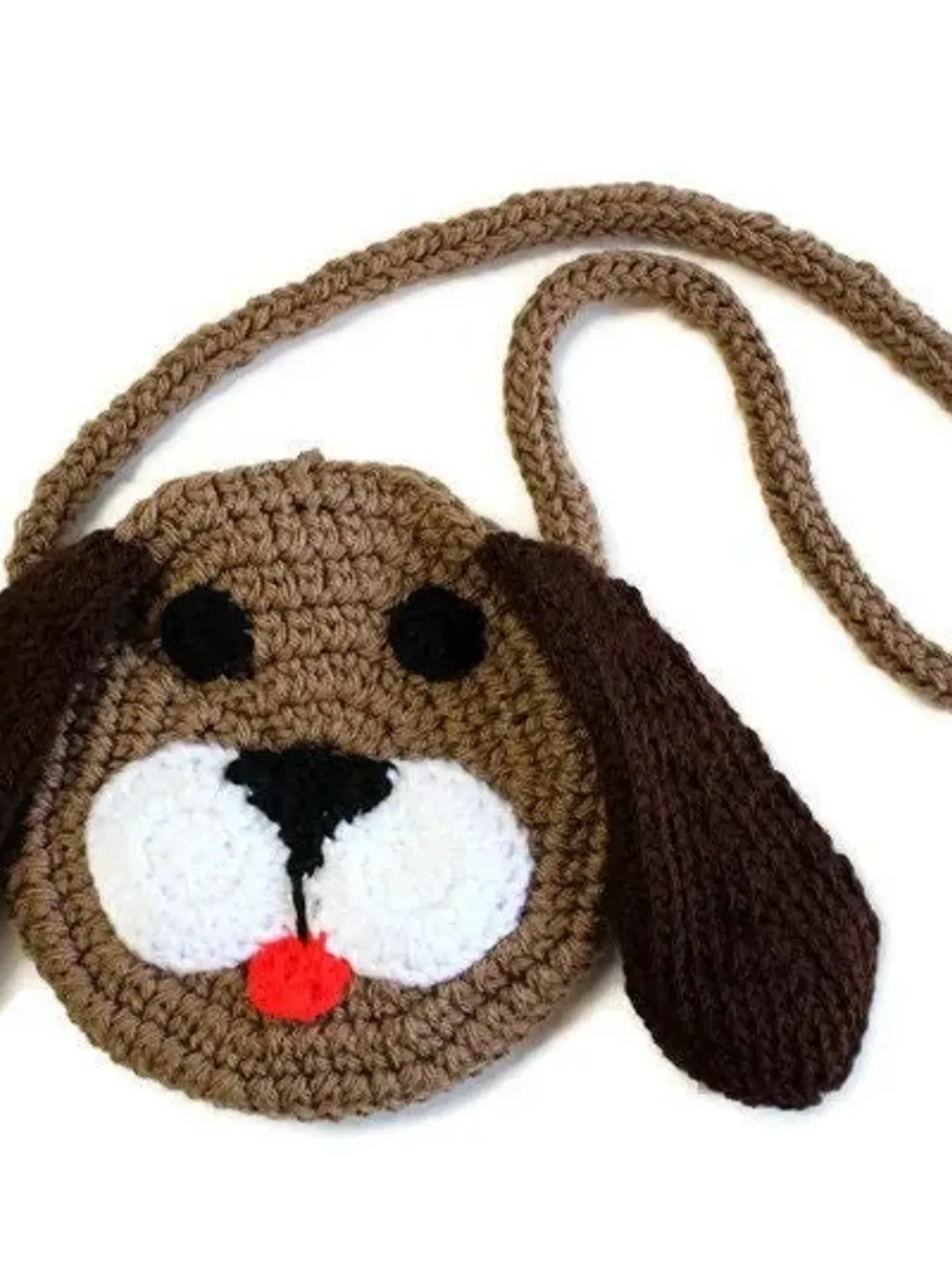 Brown Puppy Dog Purse, Crochet Bags, Little Girl's Purse, Small Animal Pouch, Floppy Eared Dog Bag, Gift Ideas for Kids, Purses for Kids
