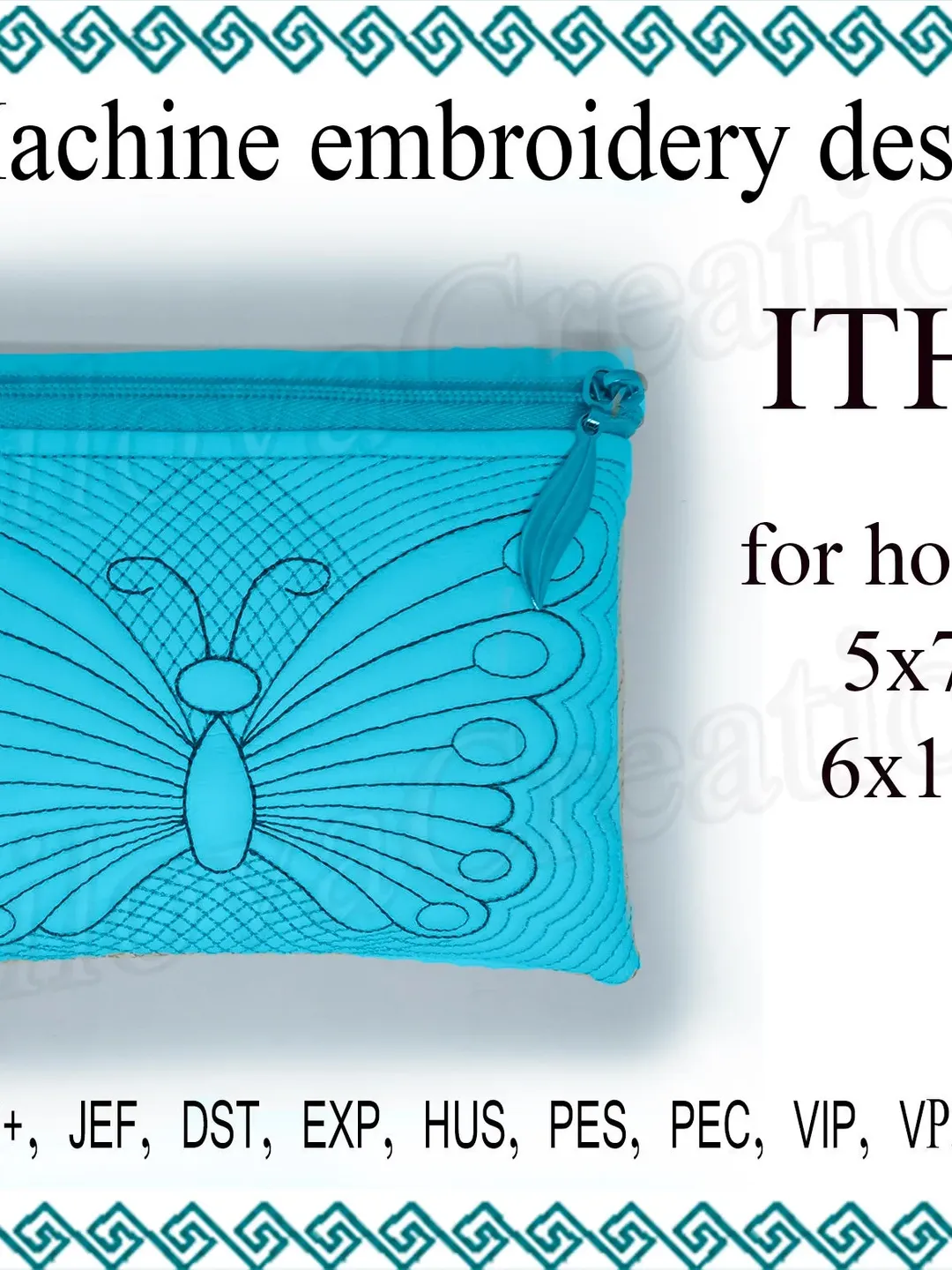 Machine embroidery design in the hoop zipper bag travel zip bag embroidery design ITH zippered bag Embroidery Design zipper clutch Download