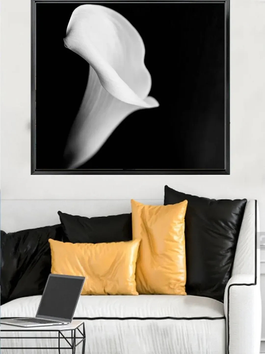 White tulip Print on Canvas , Floating Frame Option, Modern Wall Art, Extra Large Canvas Wall Art