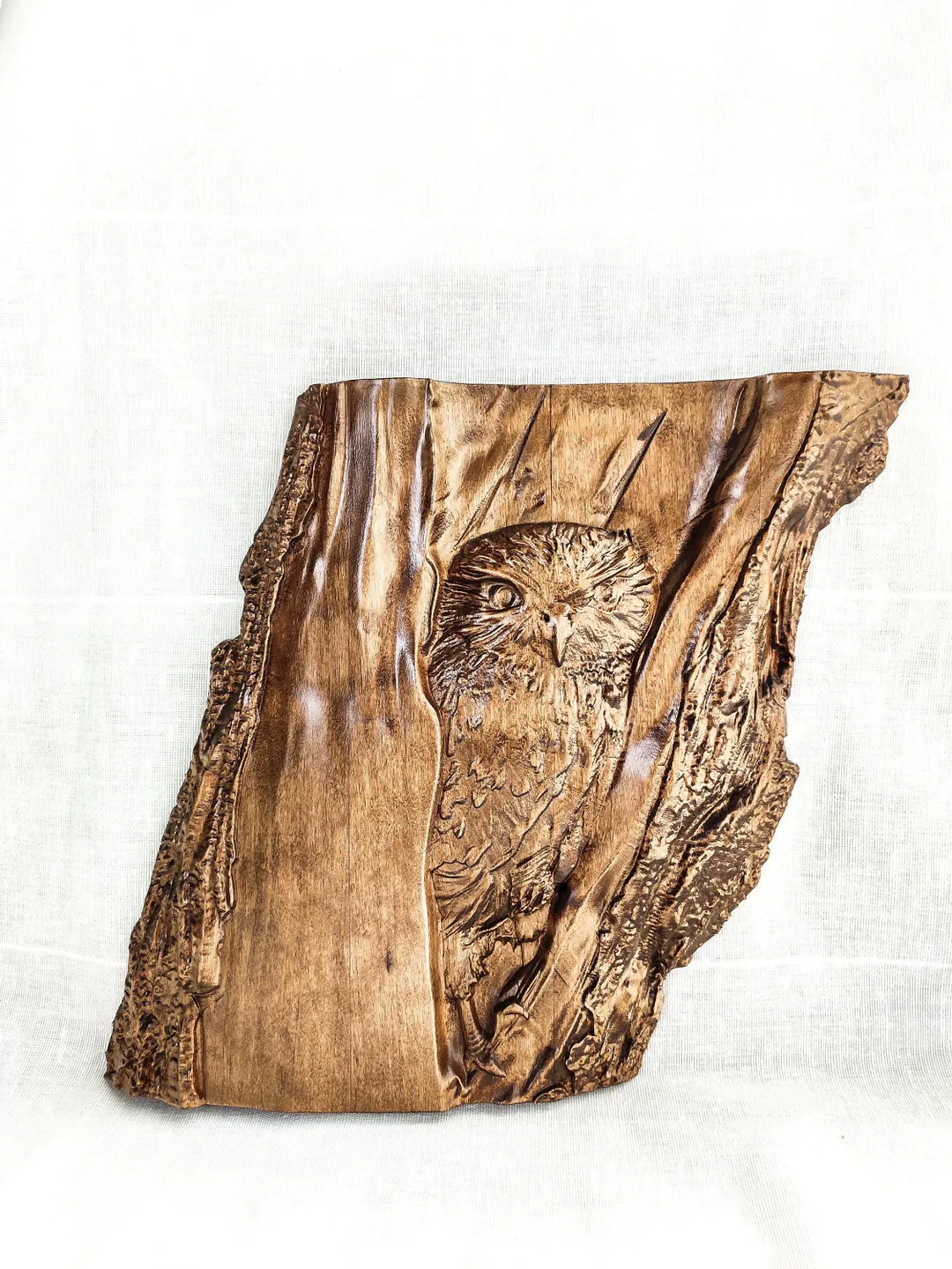 Wooden owl, Wooden Carver Panel The Owl, Wooden Gift on the wall, Carved wood wall art The Owl, valentines day gift