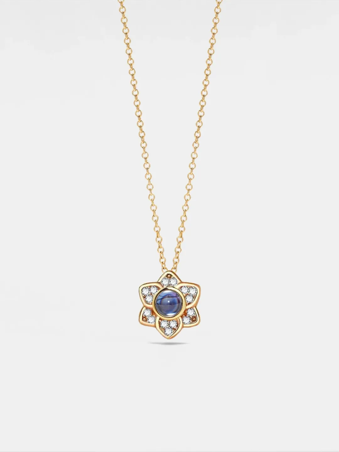 PERIMADE Flower Photo Projection Necklace • Personalized Picture Inside Pendant • Minimalist Pet Memorial Jewelry • Trendy Best Friend Gift