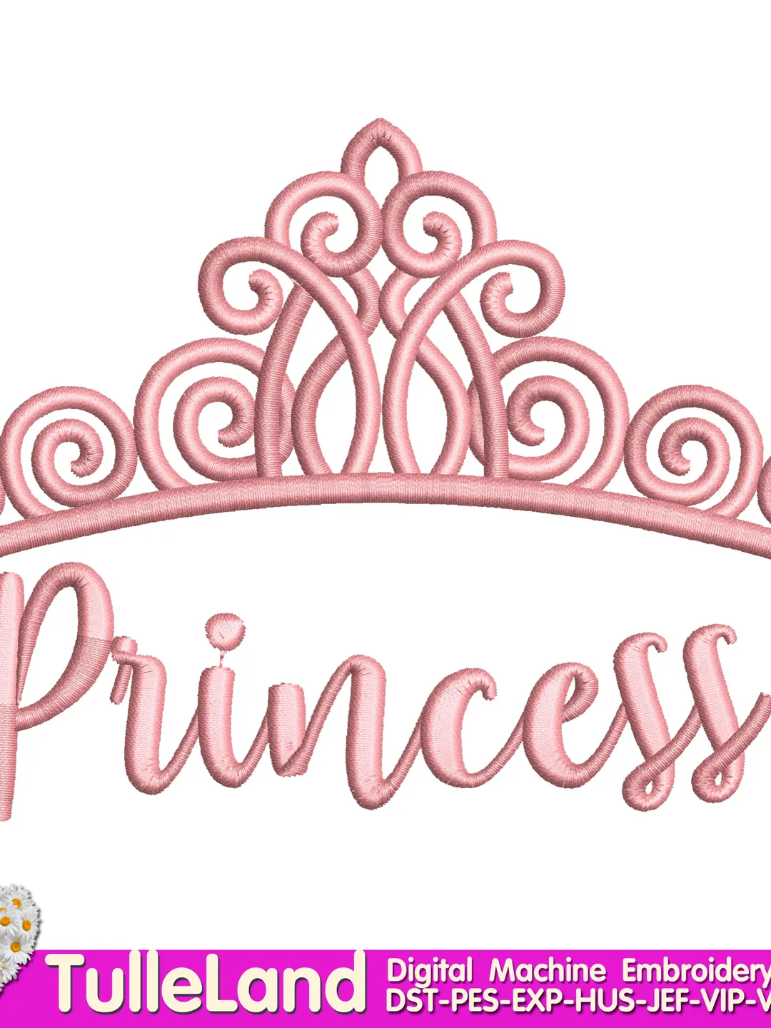 Crown Princess Tiara Girl Baby Design Applique for Machine Embroidery