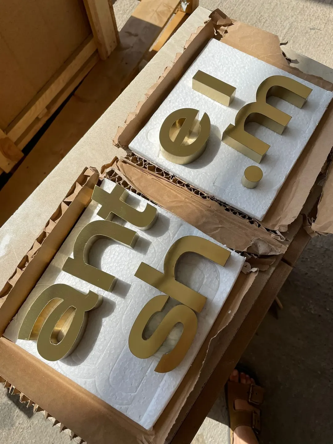Brushed Gold Letters -Brushed Gold Letter Box- Brushed Gold Metal Sign