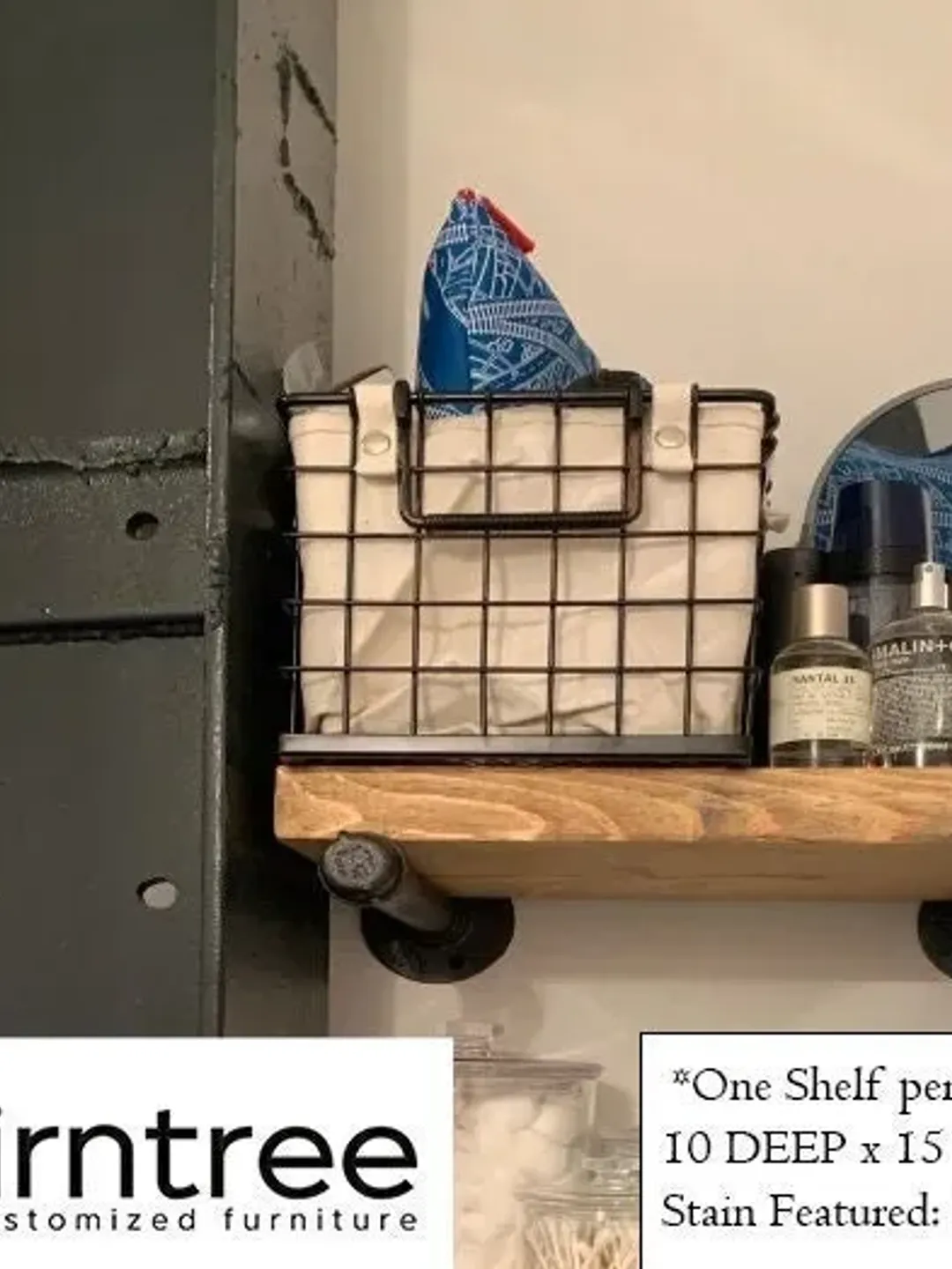 Rustic Wood Industrial Pipe Shelf - 10 inch Deep | Rustic Wood Shelves | Reclaimed Wood Shelf | Pipe Wood Shelf | Bathroom |  Chic Shelves