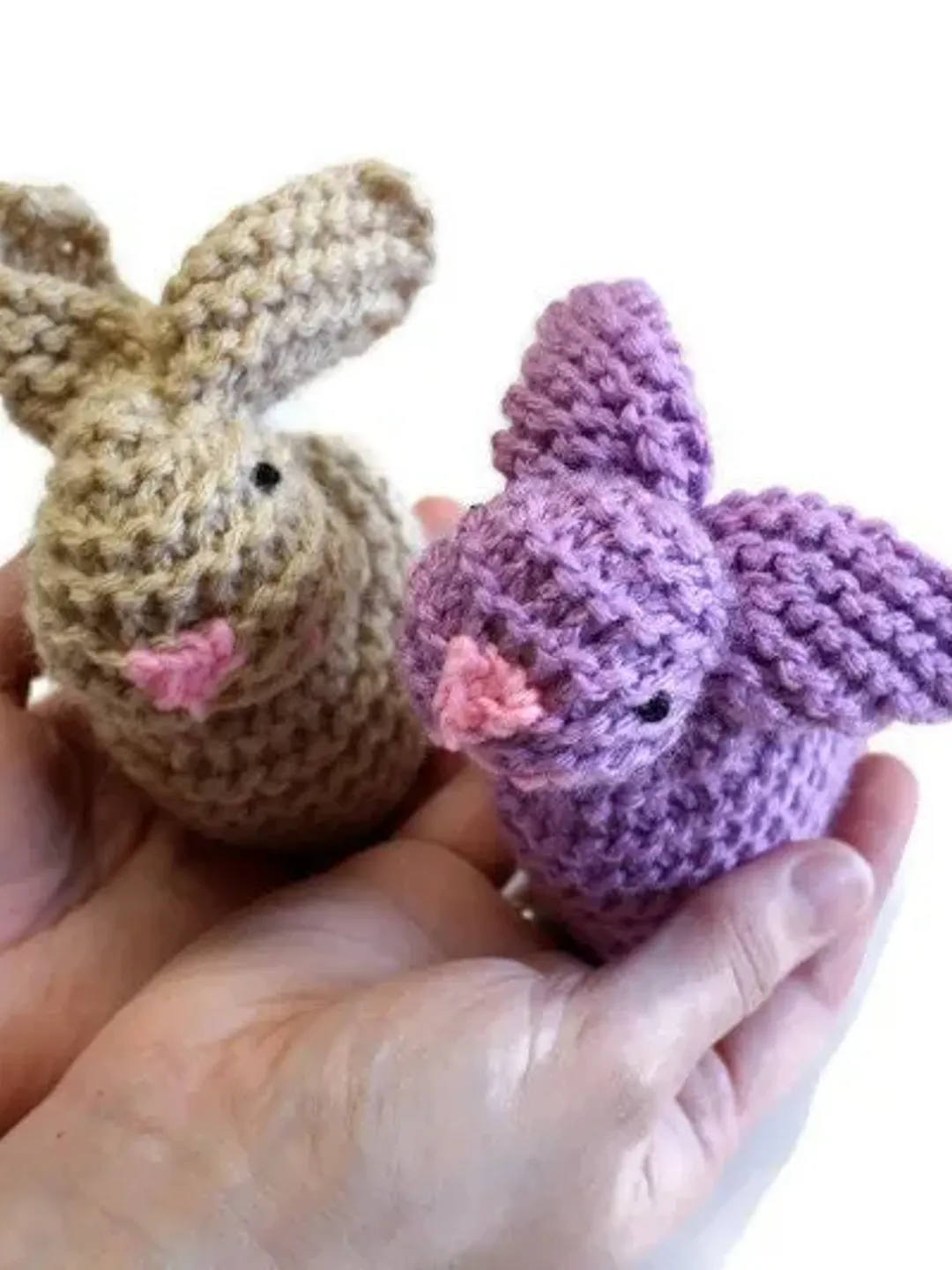 Knitted Mini Amigurumi Bunny Rabbit Plushie, Toy Doll Stuffed Animal, Easter Basket, Rabbit with Long Ears, Spring Peep, Easter Bunny Rabbit