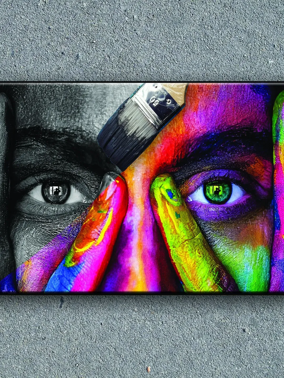 Painted woman Print on Canvas , Floating Frame Option, Modern Wall Art, Extra Large Canvas Wall Art