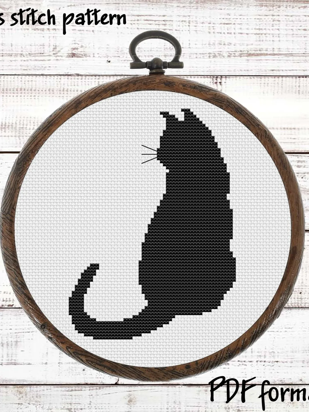 Cat Cross Stitch Pattern, Silhouette Kitten Pattern, Easy Cross Stitch Pattern, Modern Cross Stitch, Pattern Beginner