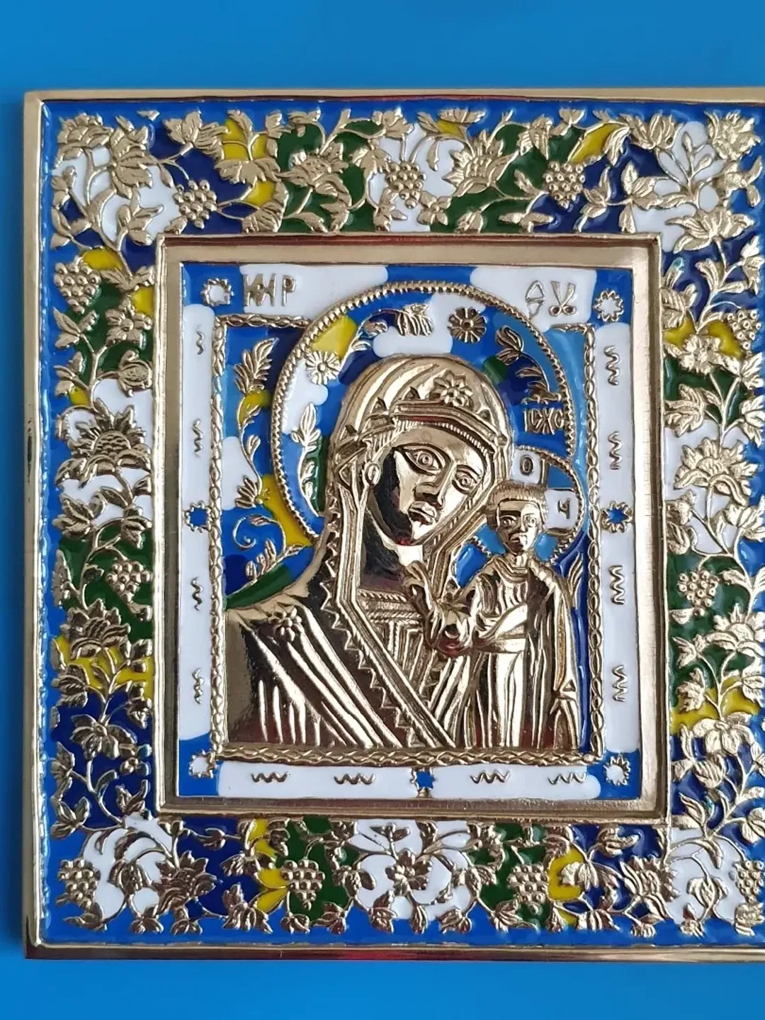 Kazan Mother of God brass icon colorful enamel | copy of an ancien icon 19 c. | Orthodox store