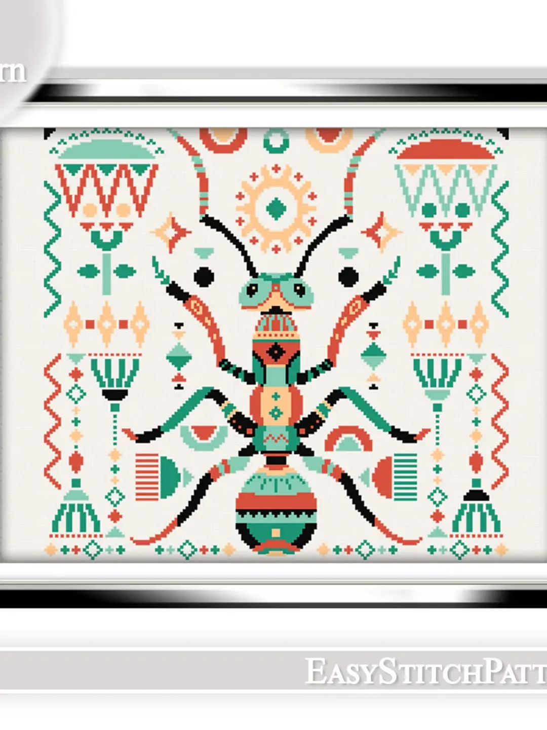 Insects Cross Stitch Pattern. Ant cross stitch pattern. Scandinavian cross stitch.