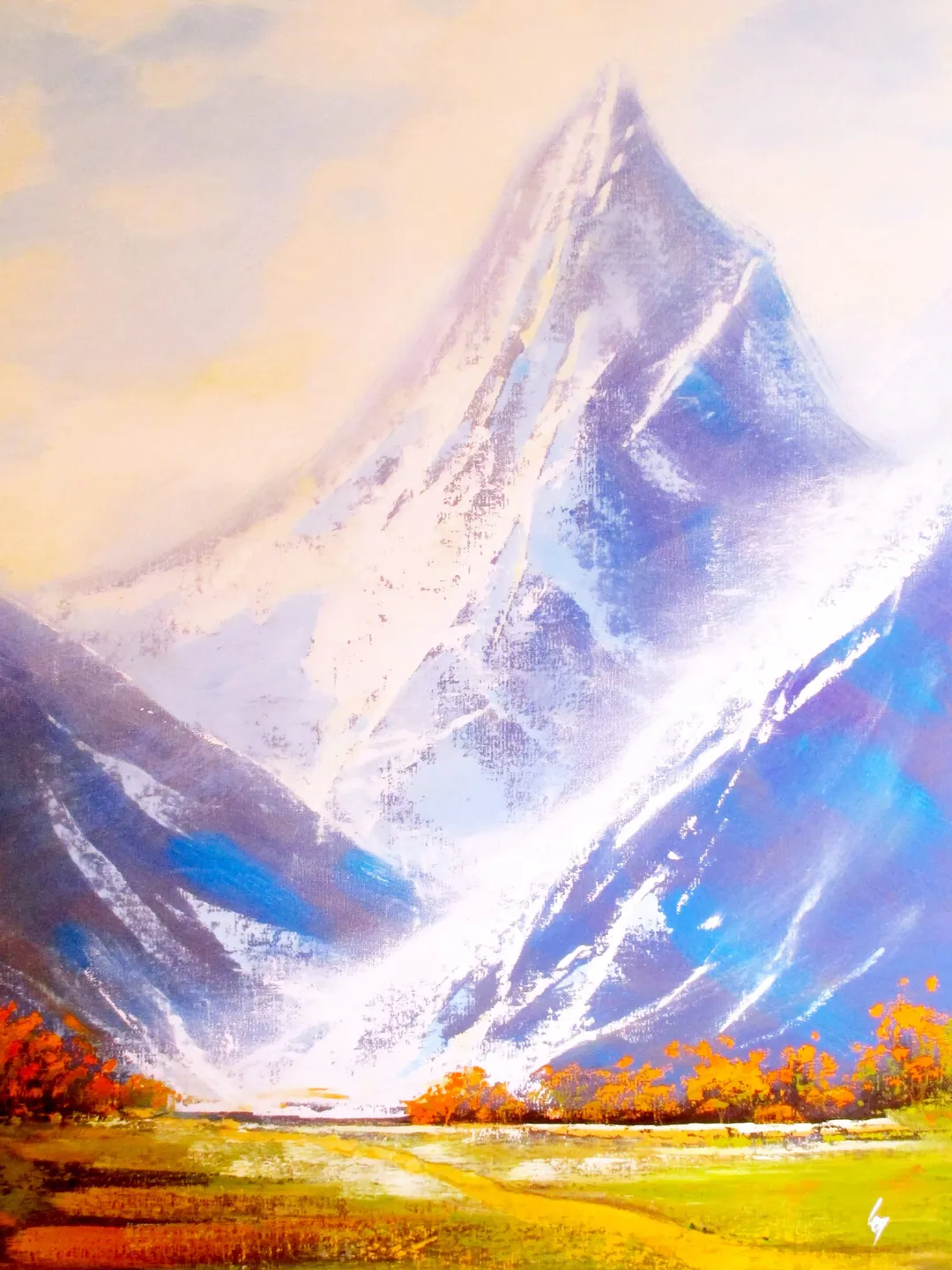 Mountain Painting on Canvas Modern Impasto Painting Original Art by "Walperion Paintings"