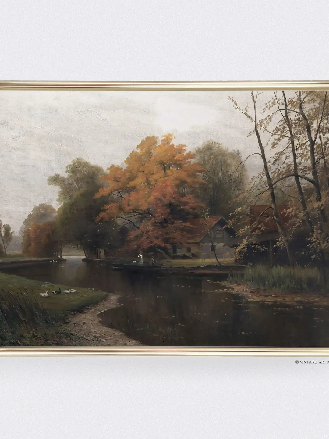 Vintage Autumn Landscape Oil Painting, Printable Wall Art, Country Fall ...