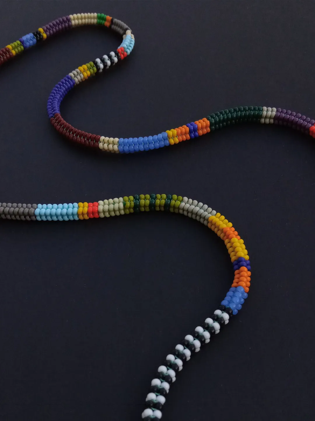 Bohemian beaded men's necklace handmade in summer bright design
