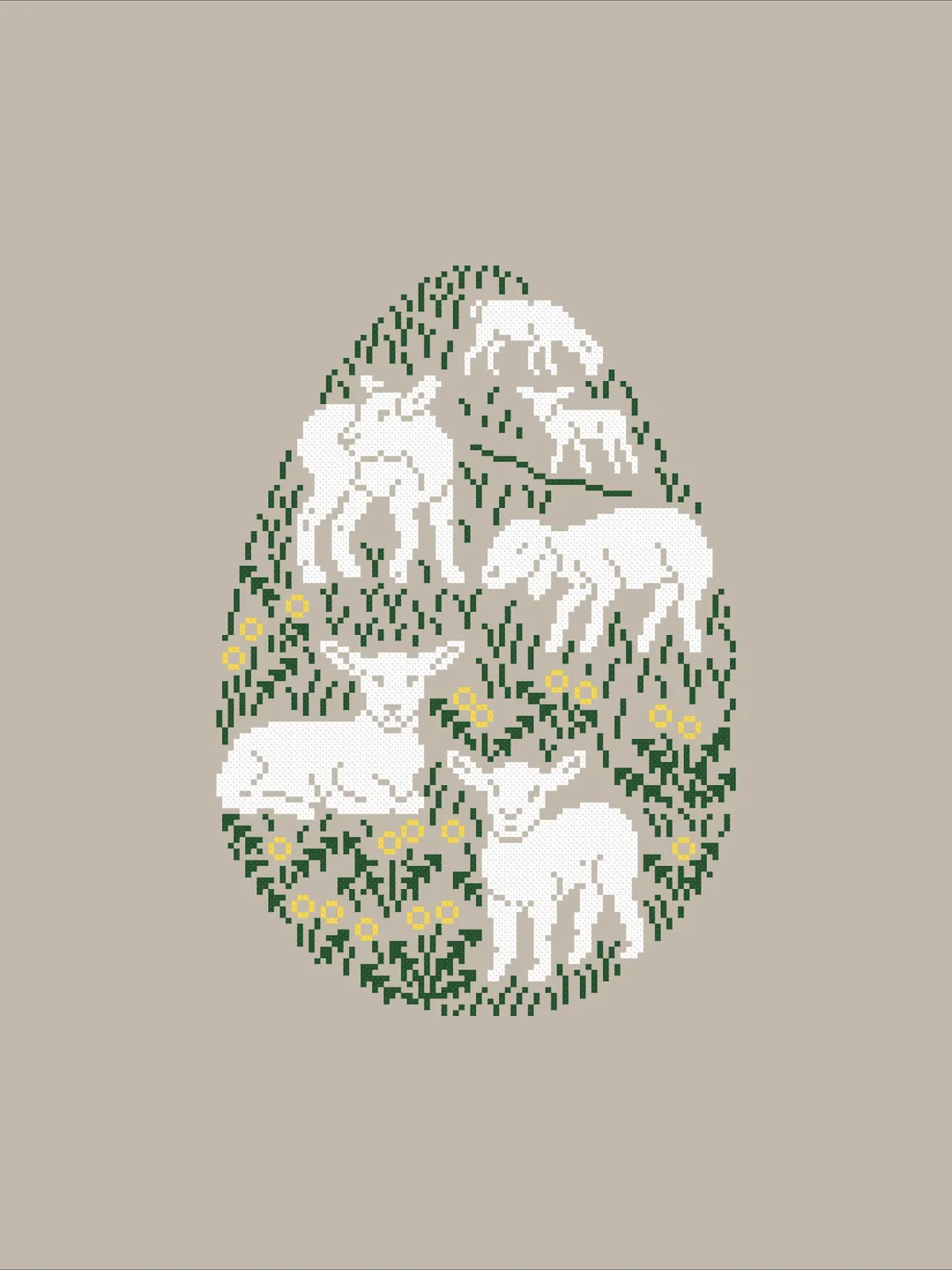 Easter egg cross stitch pattern, Easter Sheep Egg