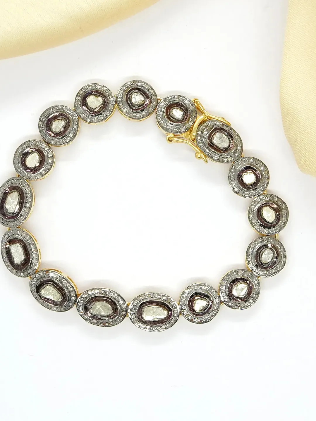 Polki Bracelet, Polki Diamond Bracelet, Solid 925 Sterling Silver, Polki Jewelry, Victorian Jewelry, Gift For Her, Diamond Bracelet Bangle