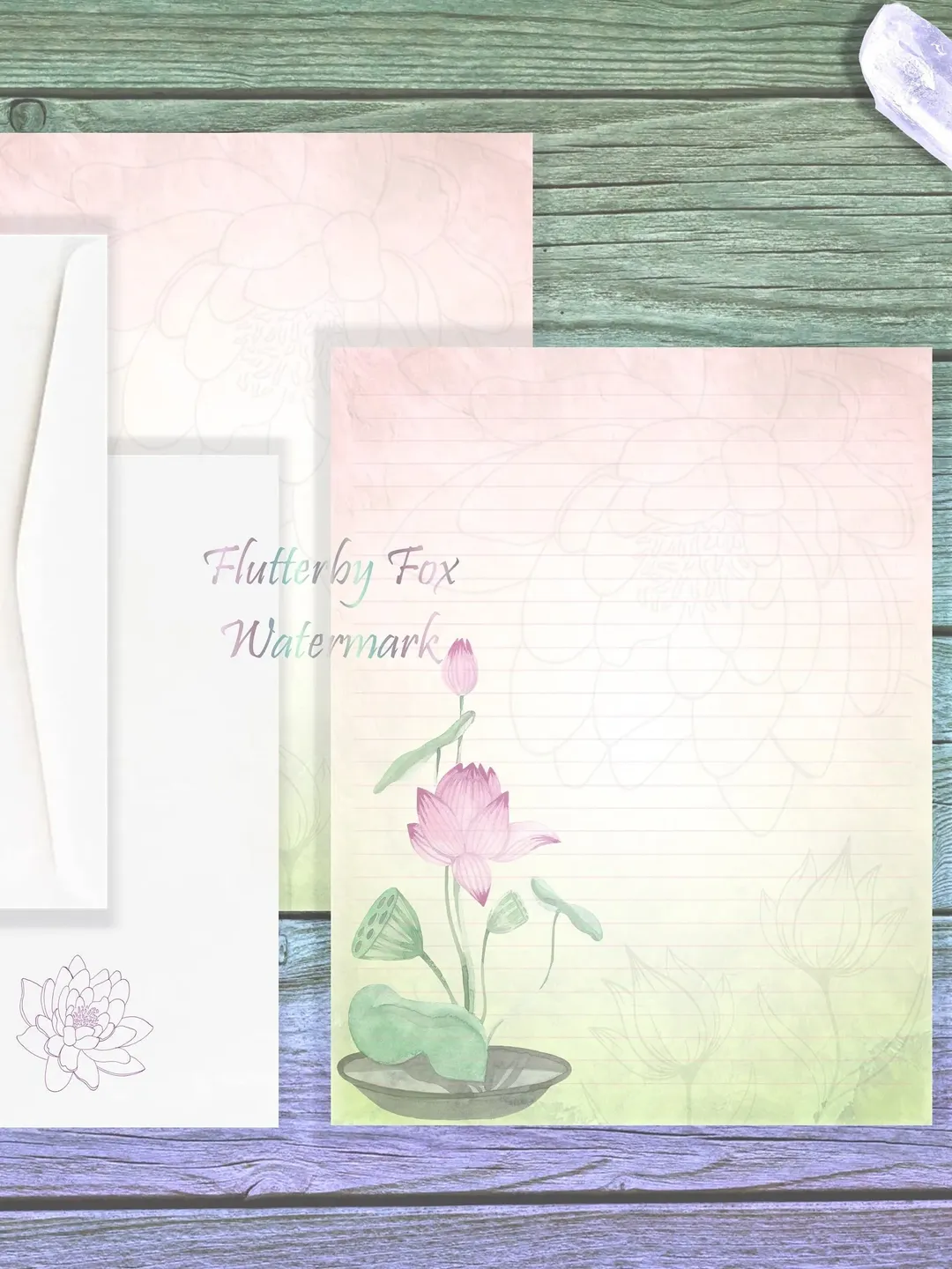 Lotus Writing Paper | Lotus Stationery Set | Pink Lotus Pages | Zen Writing Paper | Junk Journal | Meditation Paper | Letter Writing Paper