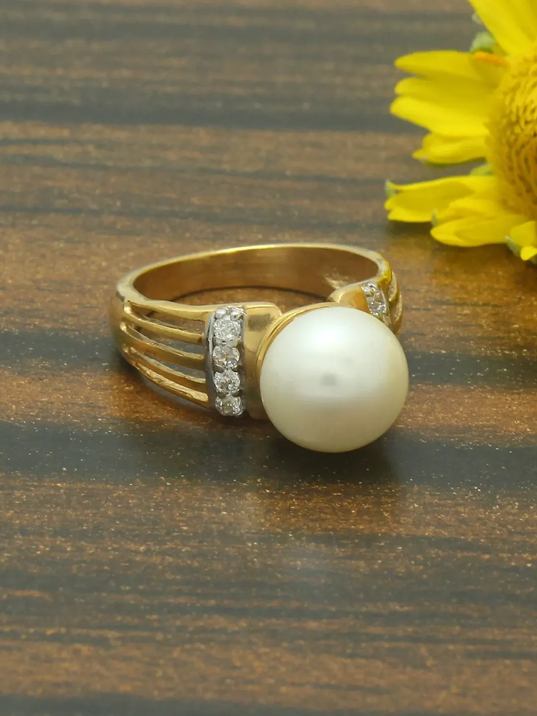 Natural Freshwater Pearl Ring, CZ Diamond Ring, White Pearl Ring, Art Deco Engagement, Jewelry, 925 Sterling Silver Ring, Wedding Ring