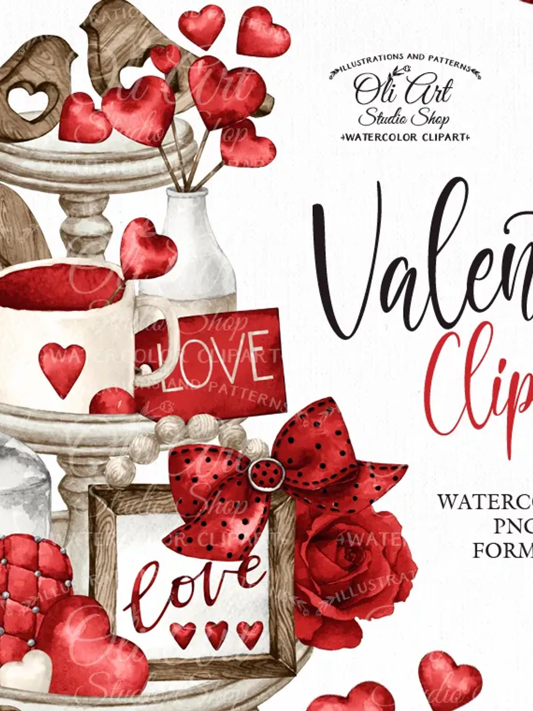 Valentine's Day. Tiered Tray Design Clip Art. Png File, Hand Drawn graphics. Digital Download. OliArtStudioShop