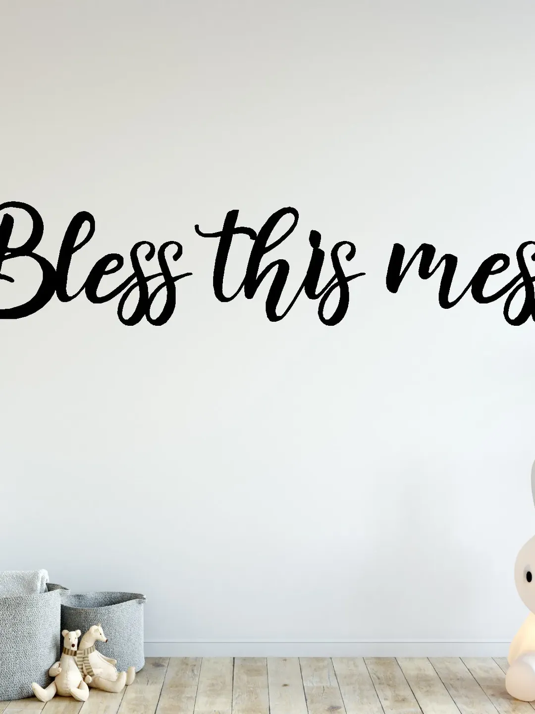 Bless This Mess Metal Wall Sign, Bless This Mess Calligraphy Sign, Southern Wall Decor, Positive Word Decor