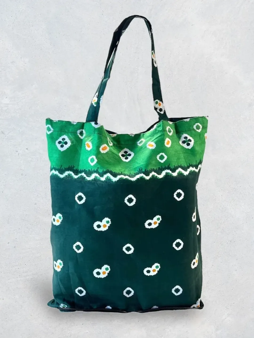 Reusable Shopping Bag | Foldable Batik Tote | Teal Batik Tote | Batik Grocery Bag | Tie Dye Tote | Jumputan Batik Tote