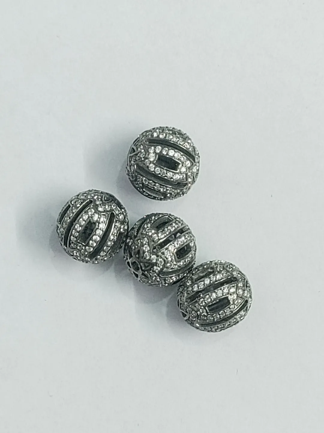 Pave Diamond Beads, Pave Beads, 13MM Round Beads, Sterling Silver Beads, Jewelry Beads, Spacer Beads, Connector Beads, Shamballa Ball Beads