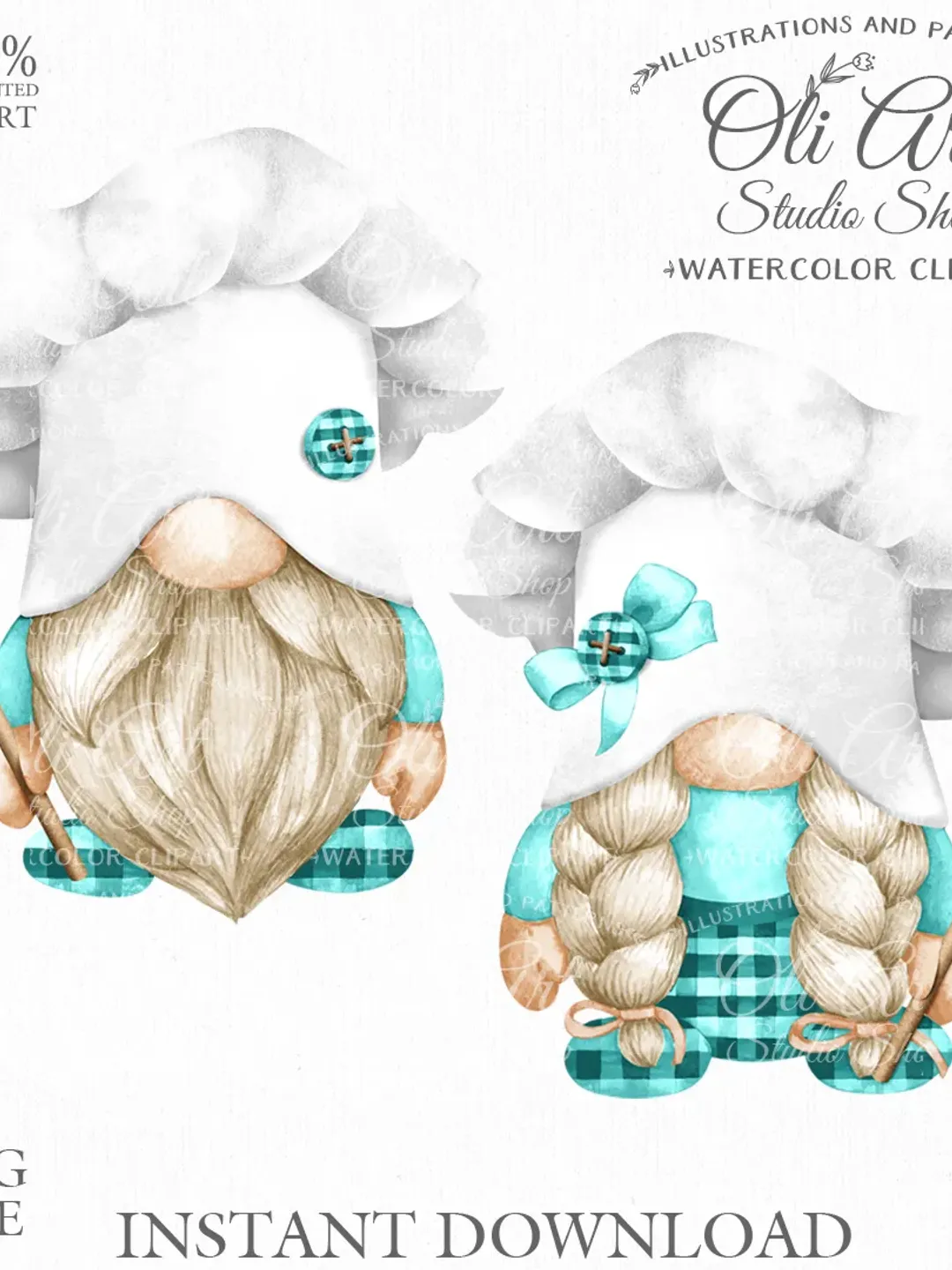 Cook Gnomes Clip Art. Hand Drawn graphics. Digital Download. OliArtStudioShop