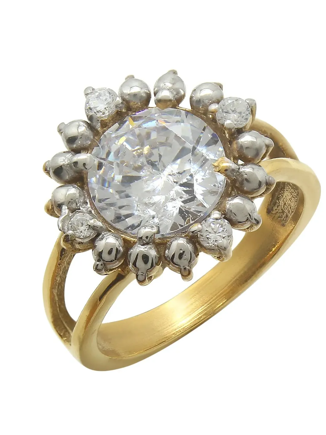 CZ Engagement Ring, Wedding Ring, Bridal Ring, Sterling Silver Ring, Cubic Zirconia Ring, Women Ring, Cluster Ring, Double Band Ring