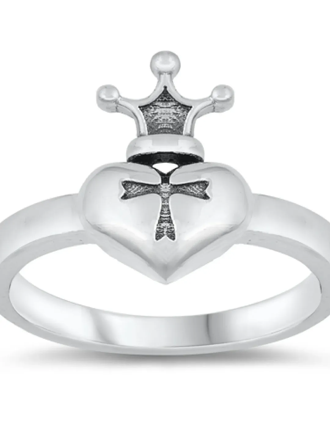 Sterling Silver Cross Ring, Catholic Ring, Christian Ring, First Communion Gift, Confirmation Gift, Religious Ring, Heart Finger ring