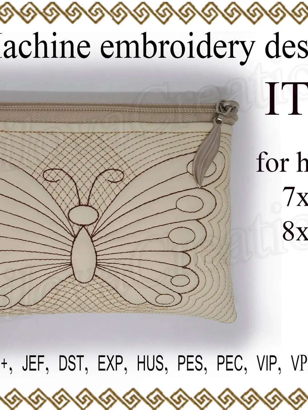 Machine embroidery design in the hoop zipper bag travel zip bag embroidery design ITH zippered bag Embroidery Design. File Instant Download