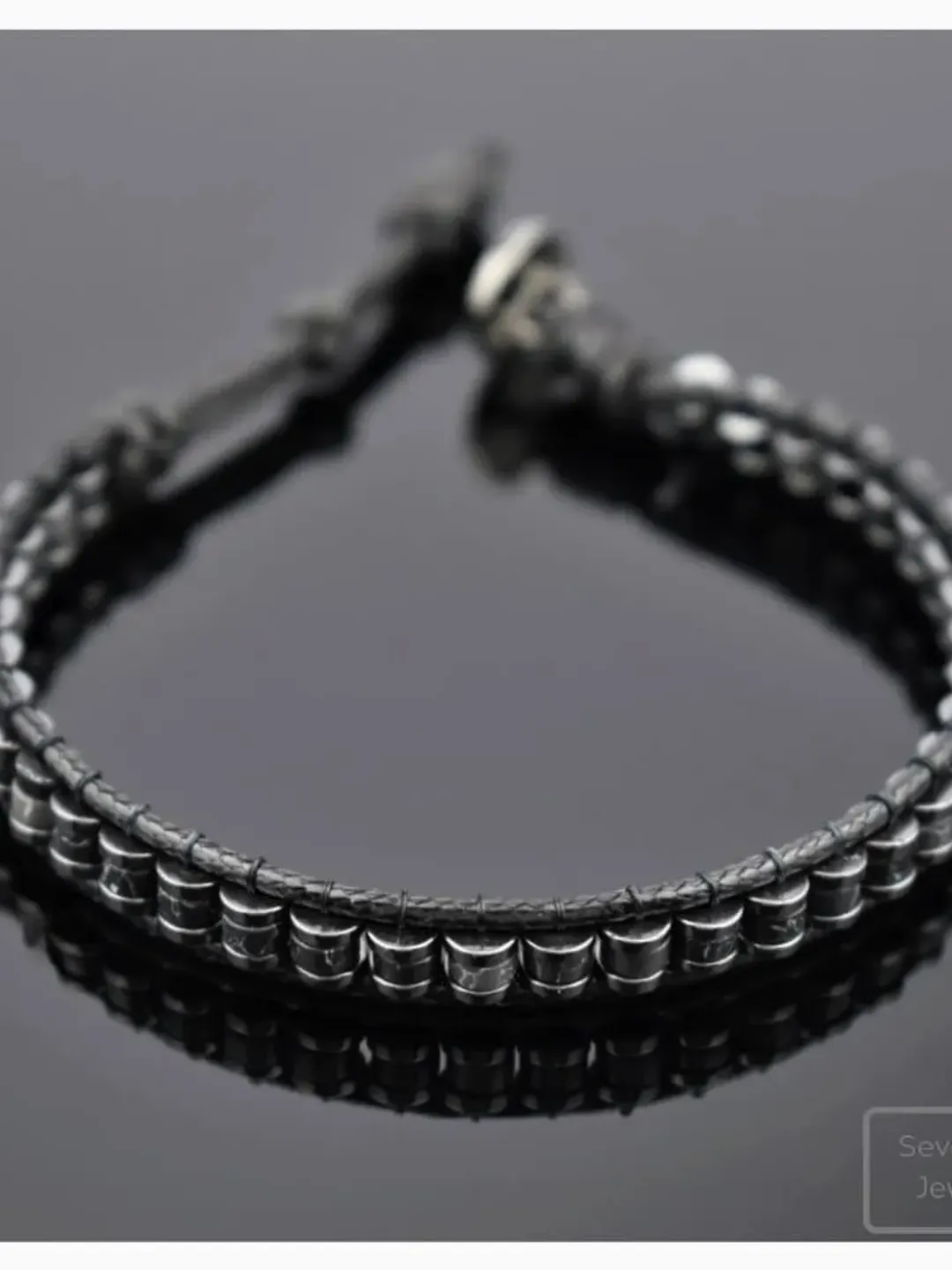 Black Variscite Bracelet, Hematite Gemstone, Slim Arm Band, Gifts For Men, Women, Classy Design Jewelery, Christmas Present, Chic Accessory