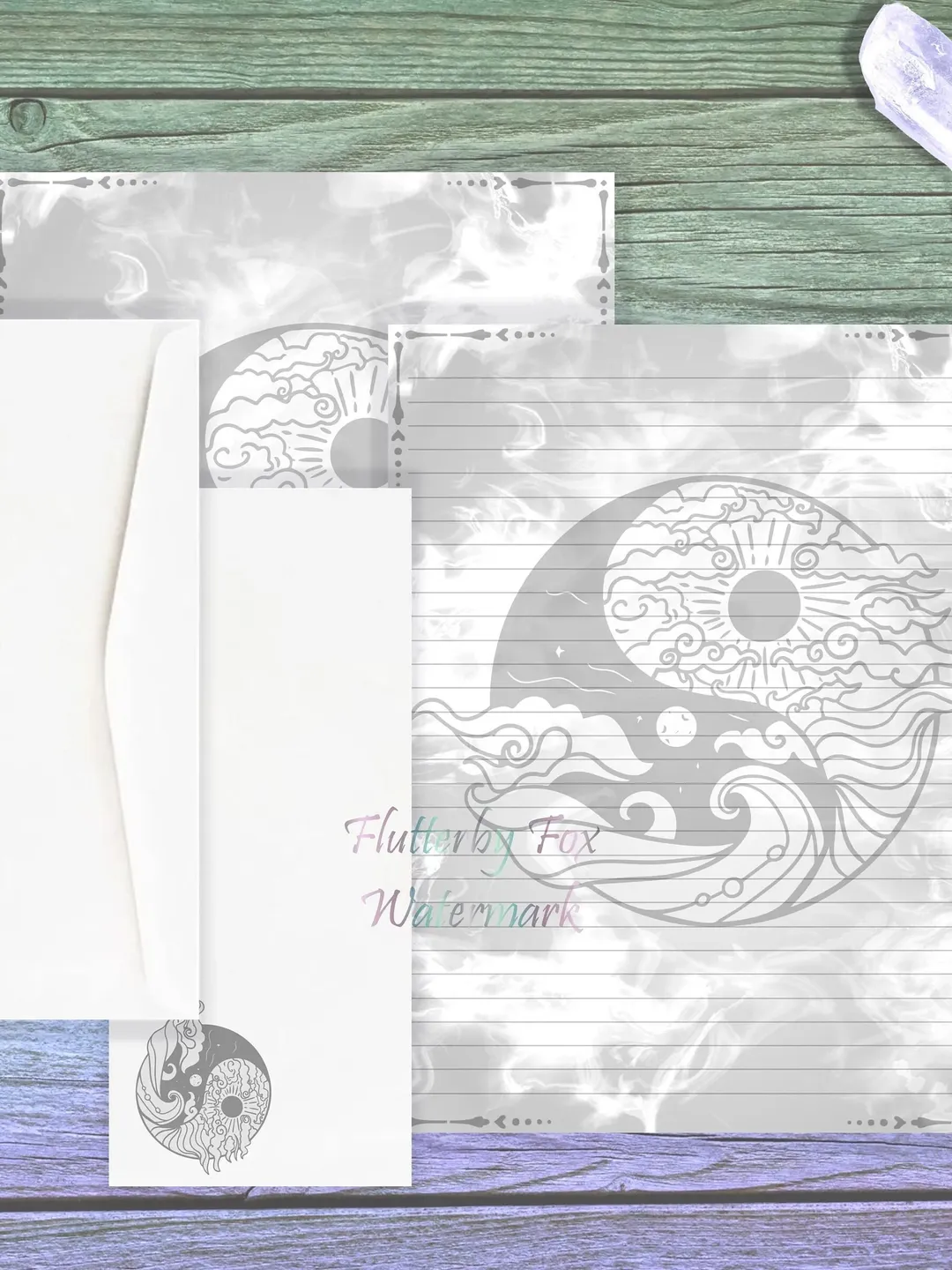 Yin and Yang Writing Paper Set | Yin Yang Stationery | Sun and Moon Writing | Junk Journal | Letter Paper | Chinese Stationery | Meditation