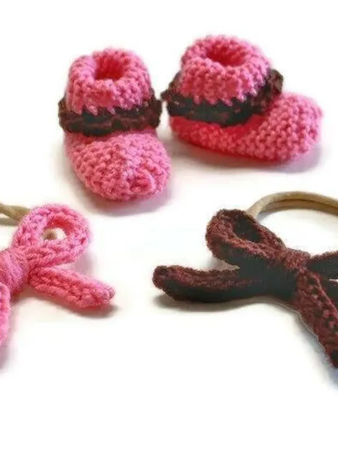 Cowgirl Nylon Headband and Booties Set, Expectant Parents Baby Shower Gift Ideas, Pink and Brown Horse, Photoshoot Props, Newborn Crib Shoes