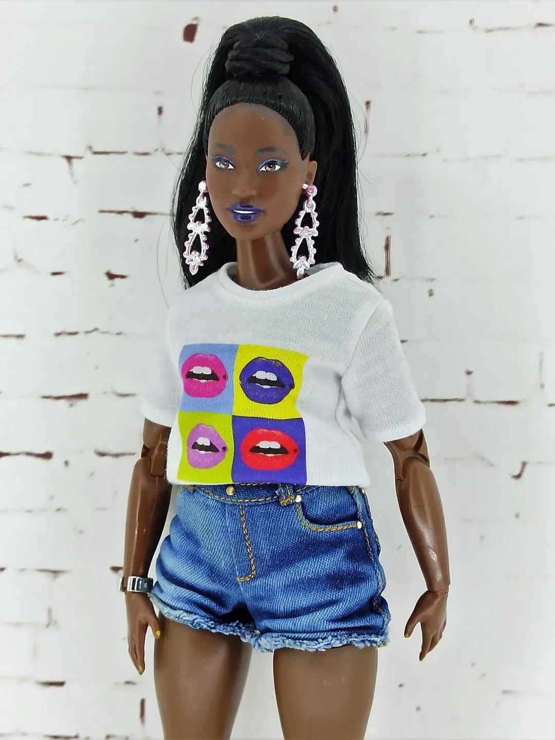 Dark Blue Denim Shorts for Curvy Barbie Doll