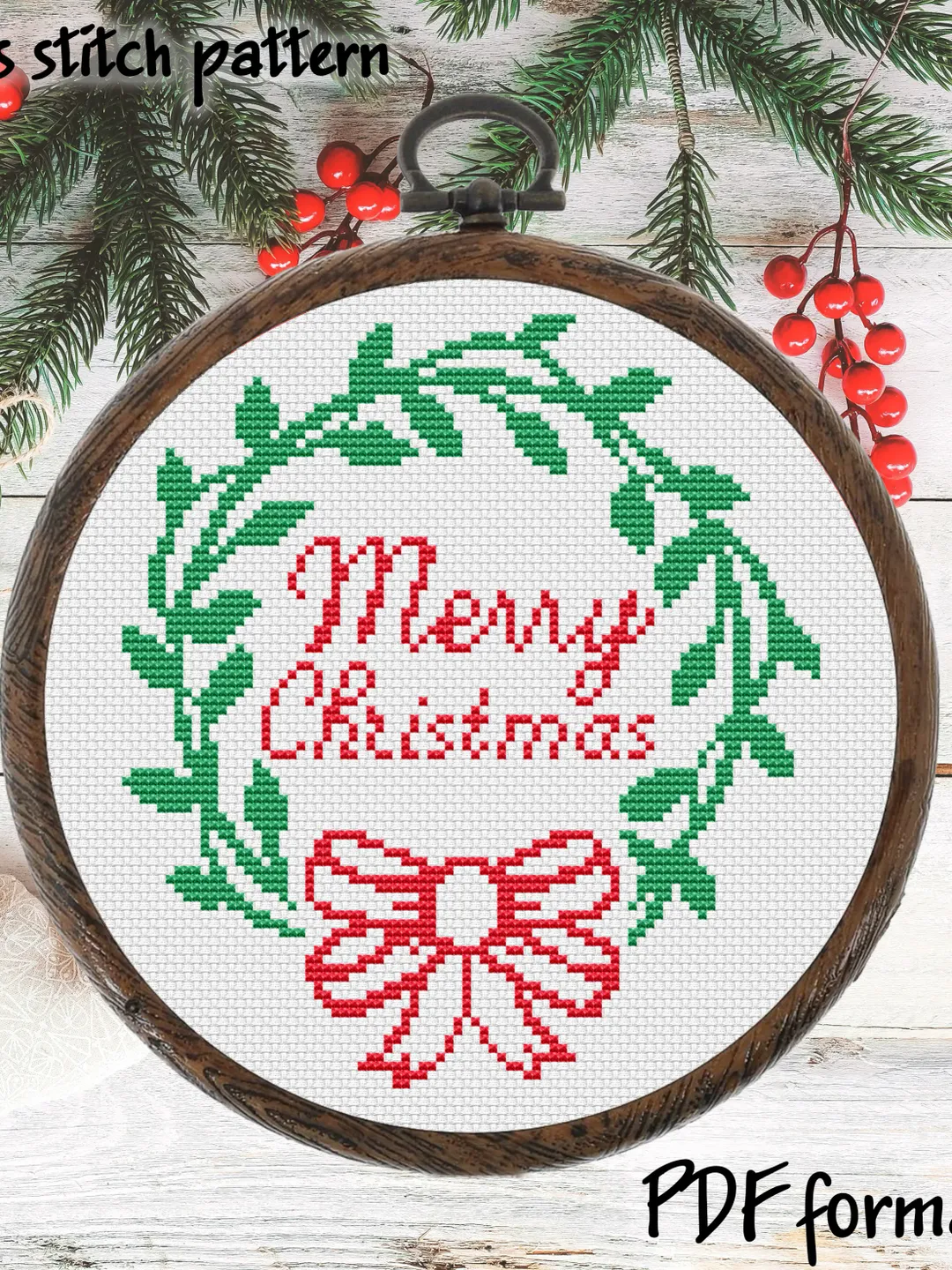 Merry Christmas cross stitch pattern, Easy cross stitch, Christmas pattern, Xmas cross stitch, modern xstitch pattern