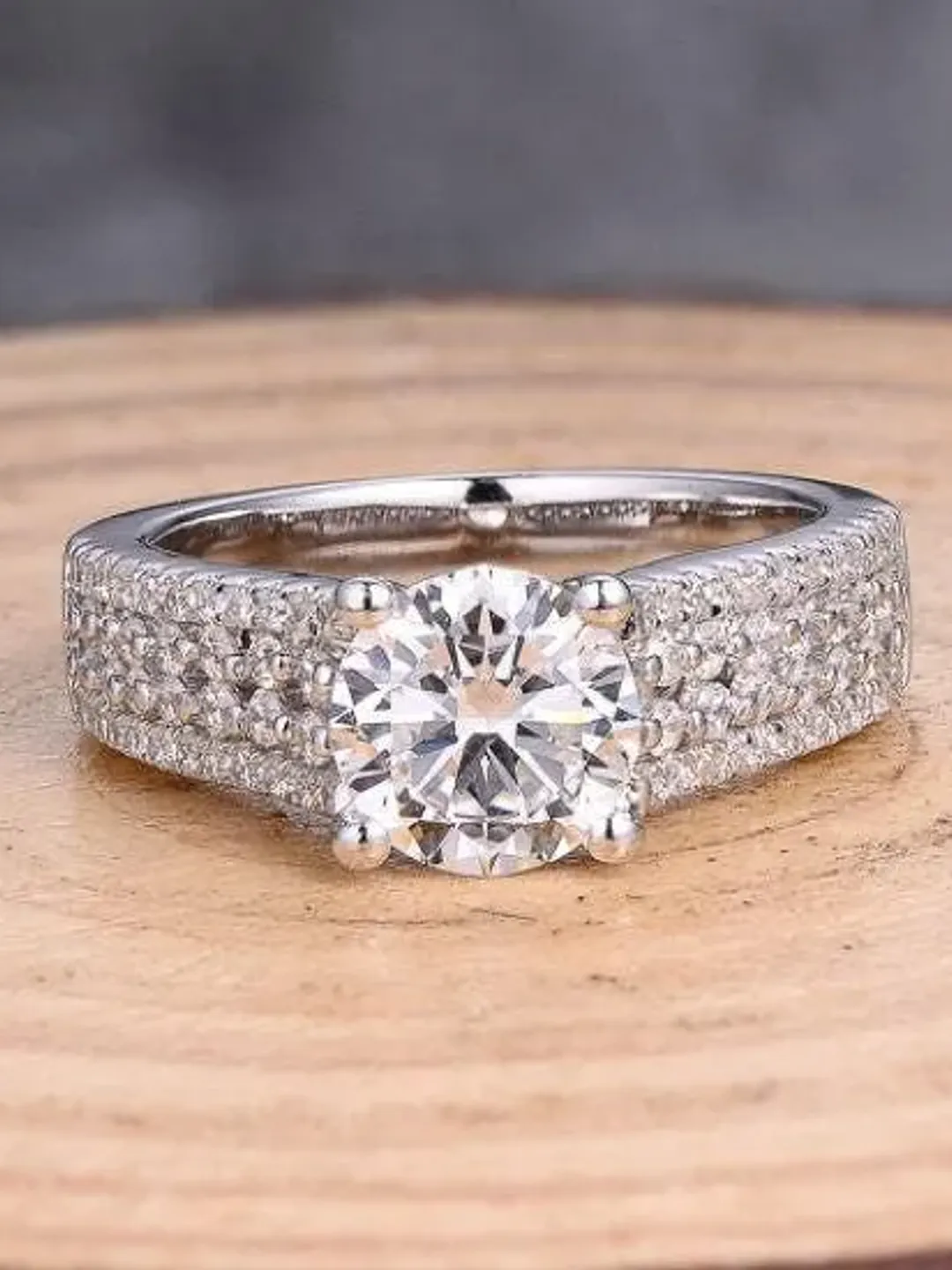 Item155-Solid 14k White Gold Round  7MM Semi Mount Ring / Diamond Ring / Engagement Ring