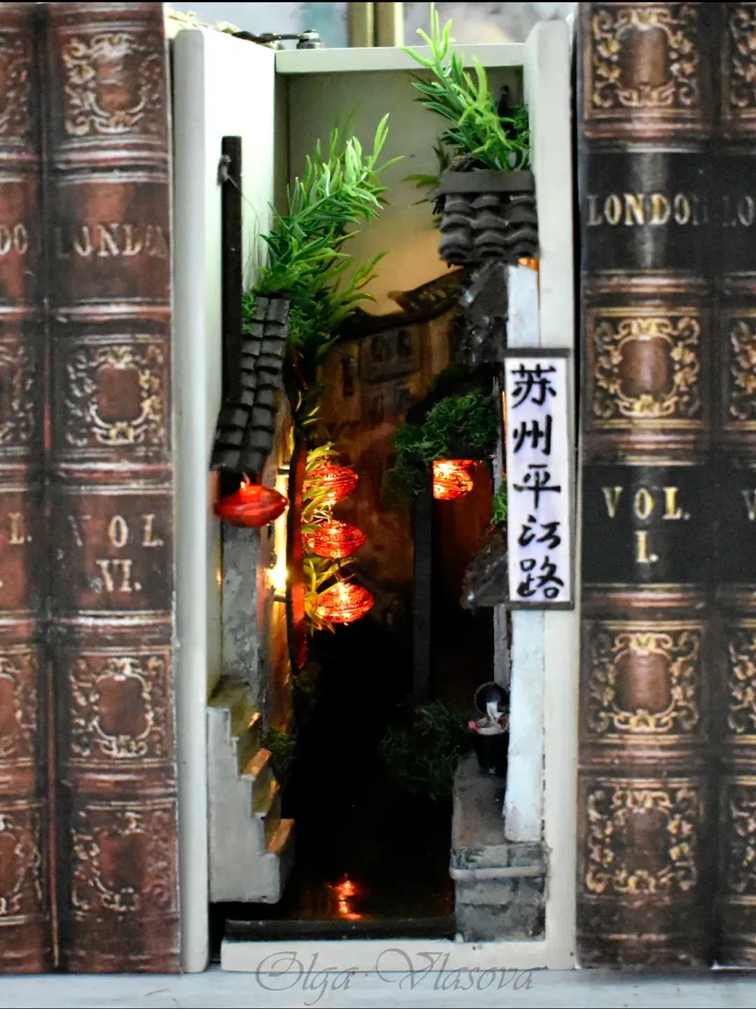 Book Nook CHINA STREET -1 miniature, insert between books on a bookshelf