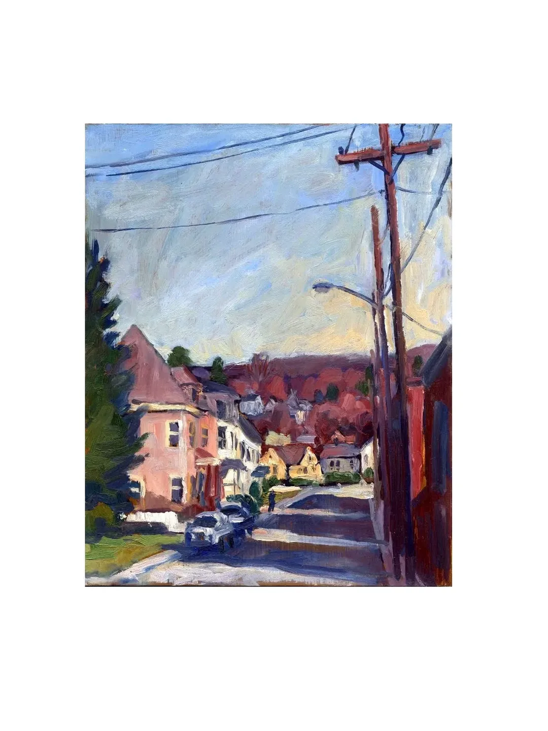 Original Cityscape Painting - Afternoon Light/North Adams- 8x10 Oil on Panel, American Plein Air Impressionist Landscape, Signed Original