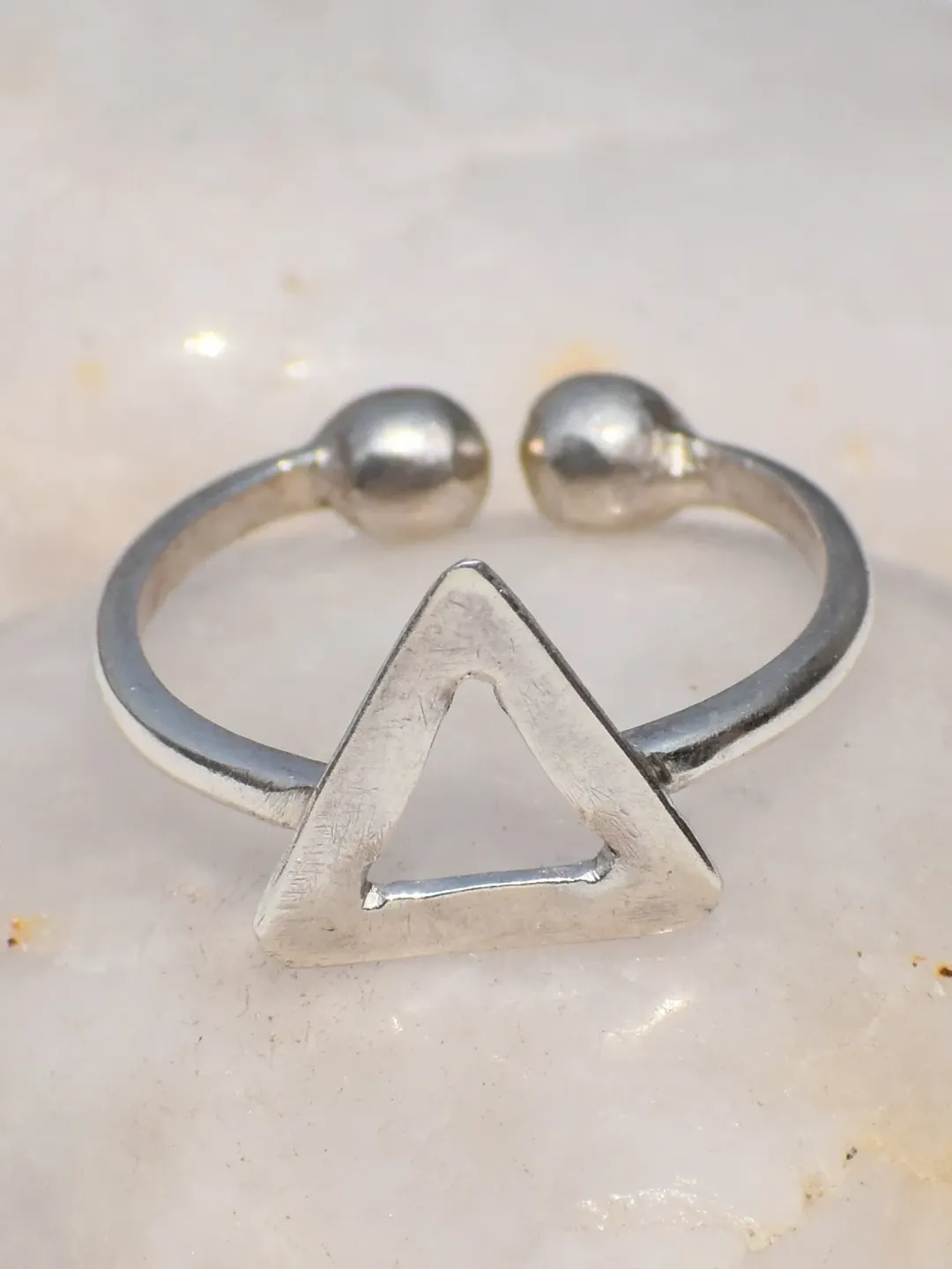 Hollow Triangle Ring, Adjustable Ring, Sterling Silver Ring, Dainty Ring, Boho Ring, Stacking Ring, Duzy Ring, Personalized Ring, Plain Ring