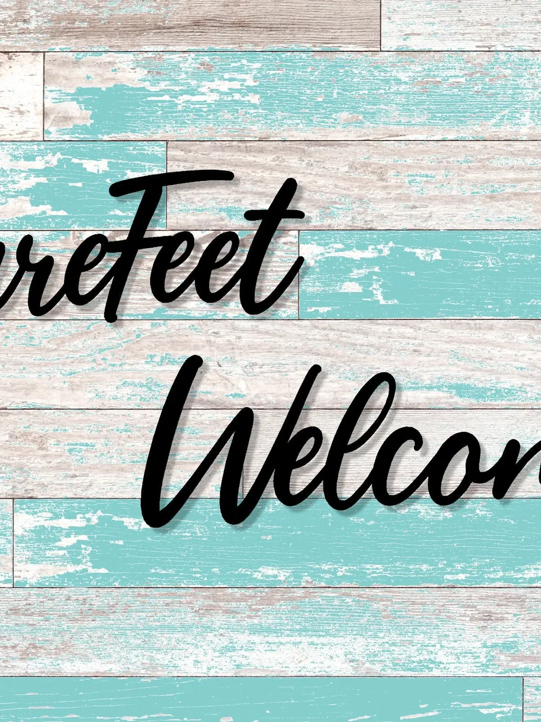Bare Feet Welcome Metal Word Sign, Barefeet Welcome Decor, Beach Decor Sign, Tropical Decor, Coastal Decor, Tiki Bar Decor, Beach Bar sign
