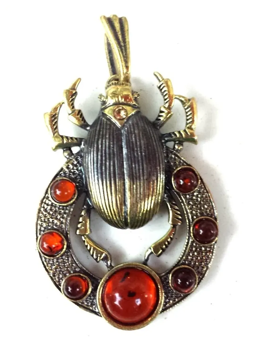 Scarab Beetle Necklace Brass Amber Pendant Spiritual Egyptian Jewelry gold black Totem Animal Amulet Pendant necklace