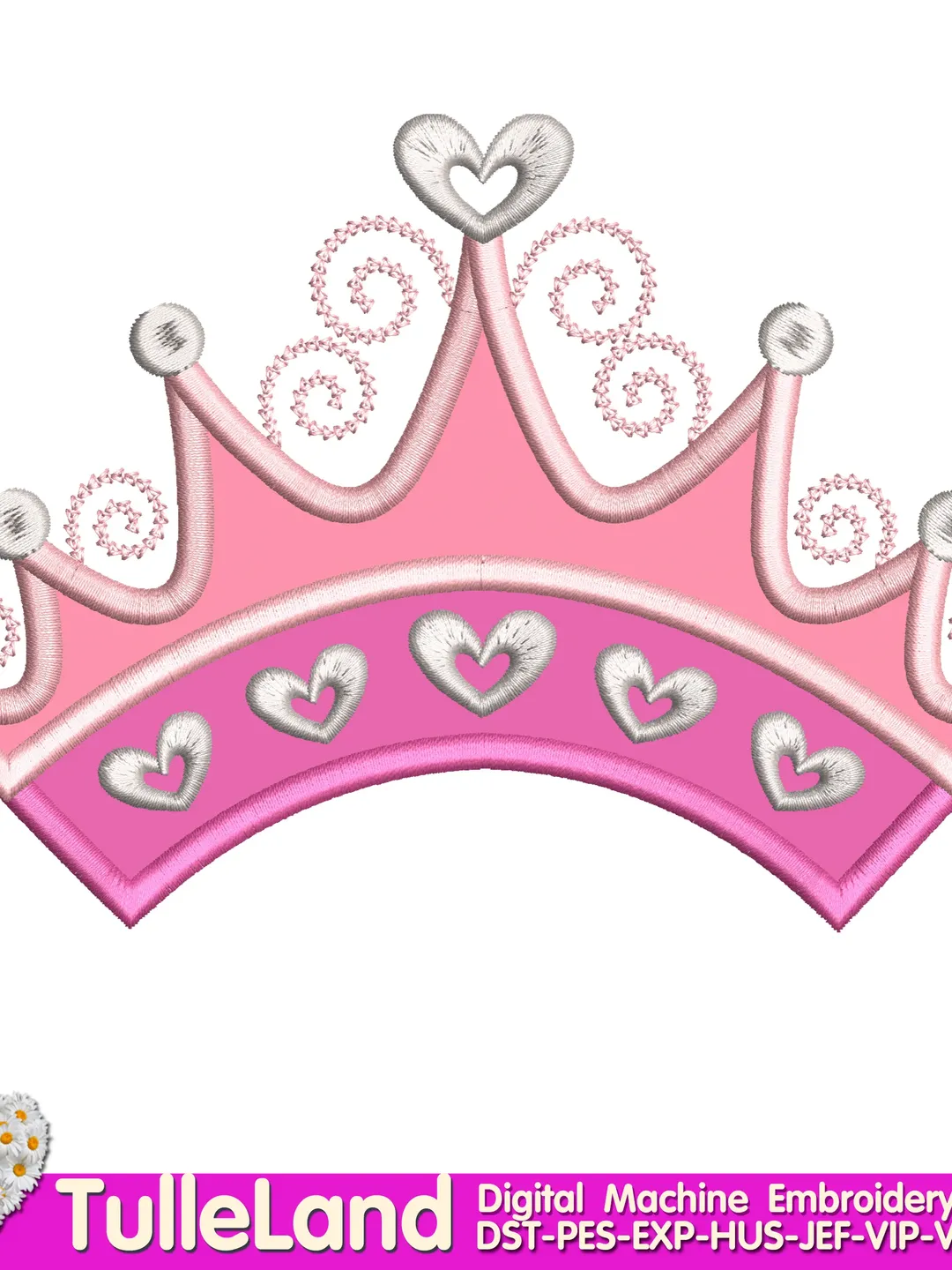 Crown Princess Design applique for Machine Embroidery